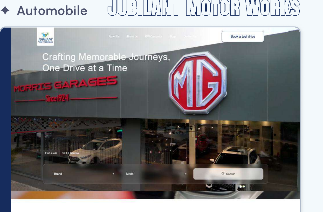 Jubilant MotorWorks The showroom website we built for a luxury dealership