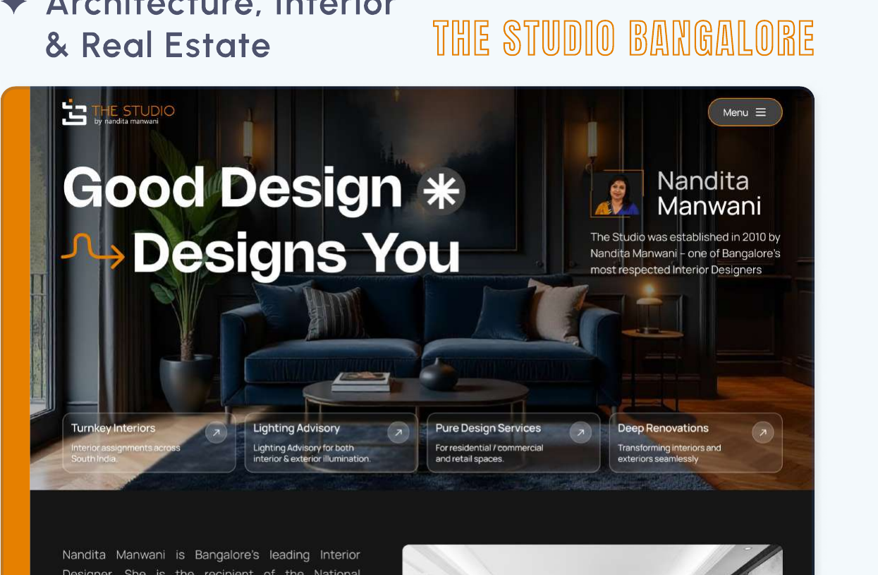 The Studio Bangalore The photography-led portfolio site we built
